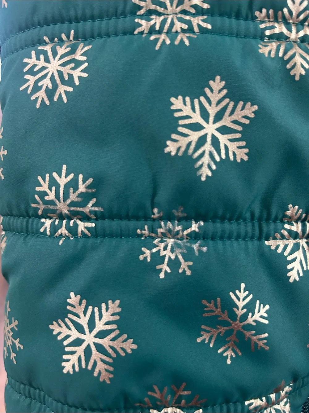 Isaac Mizrahi Girls Puffer Vest Size X-Small (4) Green Snowflake Hooded Faux Fur